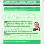Screen shot of the Greensmith Medical Ltd website.