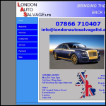 Screen shot of the London Auto Salvage Ltd website.