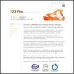 Screen shot of the 123 Fire Ltd website.
