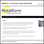 Screen shot of the Metalform website.