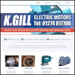 Screen shot of the K Gill Electric Motors Ltd website.