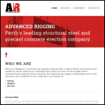 Screen shot of the Arena Rigging Ltd website.