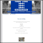 Screen shot of the Three Lions Scaffolding Ltd website.