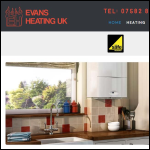 Screen shot of the Evans Heating Uk Ltd website.