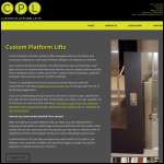 Screen shot of the Custom Platform Lifts Ltd website.