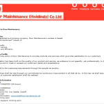 Screen shot of the Door Maintenance Co. Ltd website.
