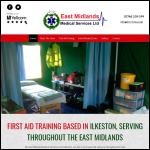 Screen shot of the East Mids First Aid Ltd website.