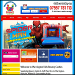 Screen shot of the Warrington Kids Bouncy website.