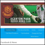 Screen shot of the Egerton Park Indoor Bowls Club Ltd website.