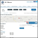 Screen shot of the M.J. Warner (Holdings) Ltd website.