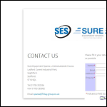 Screen shot of the Sure Equipment Spares Ltd website.