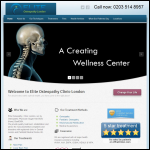 Screen shot of the Elite Osteopathy Chiropractic London website.
