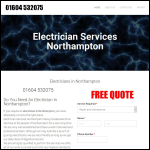 Screen shot of the Electrician Services Northampton website.