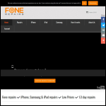 Screen shot of the Fone Repairs UK website.