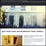 Screen shot of the Truro Lodge - Bed & Breakfast Truro Cornwall website.