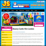 Screen shot of the JS bouncy castle & party hire website.