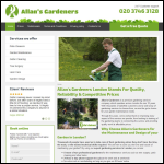 Screen shot of the Allan's Gardeners London website.