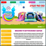 Screen shot of the sutton bouncy castles website.