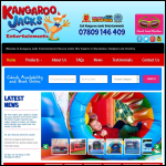 Screen shot of the kangaroo jacks bouncy castles. website.