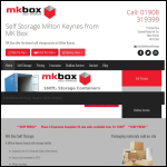 Screen shot of the MK Box Self Storage Milton Keynes website.