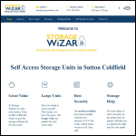 Screen shot of the Storage Wizard Ltd website.