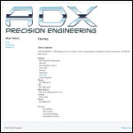Screen shot of the ADX Precision Engineering website.