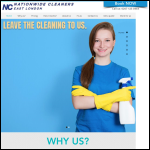 Screen shot of the Nationwide Cleaners East London website.