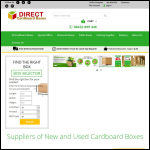 Screen shot of the Direct Cardboard Boxes website.