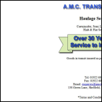 Screen shot of the Amc Transport Ltd website.