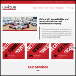 Screen shot of the Unique Fire and Security Ltd website.