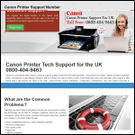 Screen shot of the Canon printer tech support 0-800-404-9463 UK website.