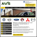 Screen shot of the All Vehicle Services website.