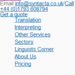 Screen shot of the Syntacta Ltd website.