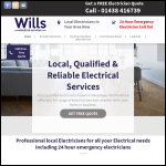 Screen shot of the Wills Electrical Services website.