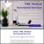 Screen shot of the TBK Medical Secretarial Services website.