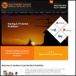 Screen shot of the Southern Coast Aerials & Satellites website.