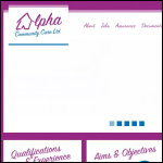 Screen shot of the Alpha Community Care Ltd website.