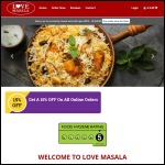 Screen shot of the LOVE MASALA LTD website.
