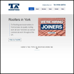 Screen shot of the TA Roofing website.