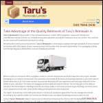Screen shot of the Taru's Removals London website.