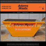 Screen shot of the Adams Waste website.