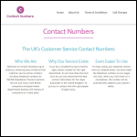 Screen shot of the Contact Numbers website.