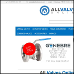 Screen shot of the Allvalves Online Ltd website.