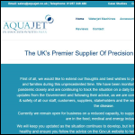 Screen shot of the Aquajet Machining Systems Ltd website.