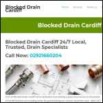 Screen shot of the Blocked Drain Cardiff website.