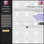 Screen shot of the Omega Research Ltd website.