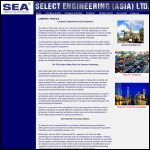 Screen shot of the Select Engineering (Asia) Ltd website.