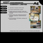 Screen shot of the Adept Engineering Co Ltd website.