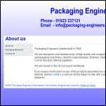 Screen shot of the Packaging Engineers (Automation) Ltd website.
