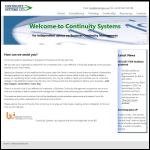 Screen shot of the Continuity Systems Ltd website.